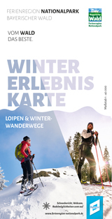 Wintererlebniskarte der Ferienregion Nationalpark Bayerischer Wald mit Loipen und Winterwanderwegen. Foto: Ferienregion Nationalpark Bayerischer Wald.