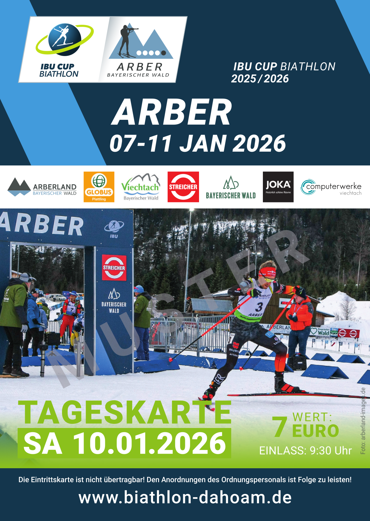 Eintrittskarte IBU Cup Biathlon 2026 - Samstag 10.01.2026. Foto: OK Bayerischer Wald.
