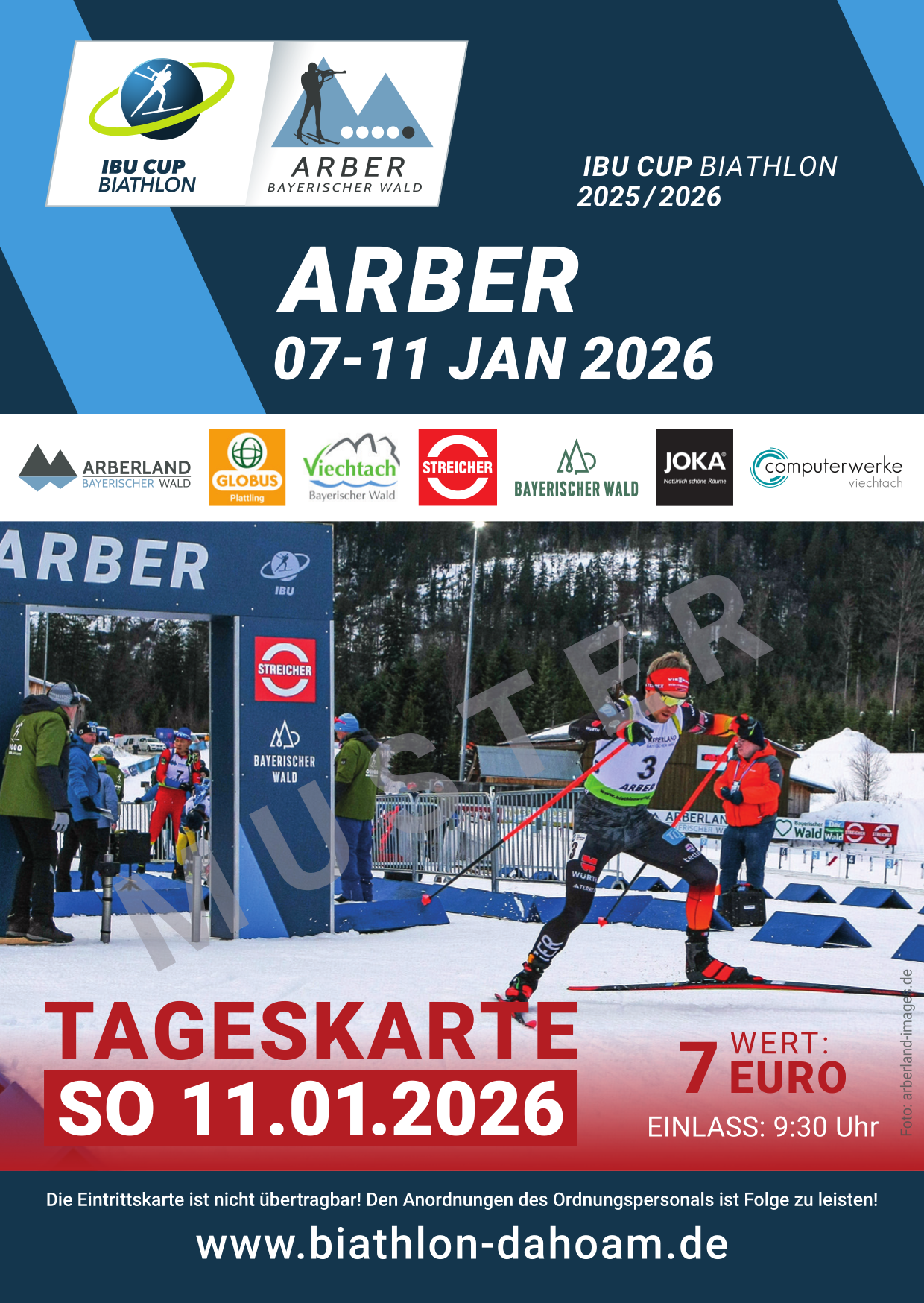 Eintrittskarte IBU Cup Biathlon 2026 - Sonntag 11.01.2026. Foto: OK Bayerischer Wald.